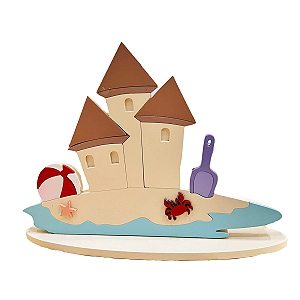 Display Castelo De Areia Pá Lilás Bola Branco E Vermelho
