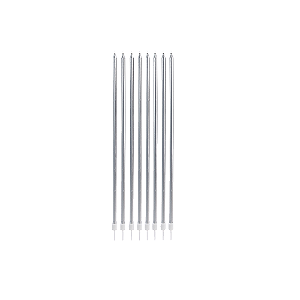 Vela Grande Prata Metalizada Decoração 18cm 8un Silver Festas