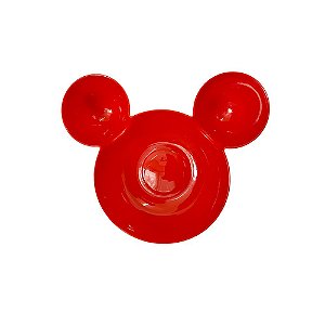 Bandeja Cabeça Mouse Vermelha Plástico Decoração