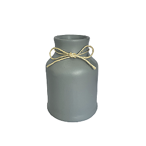 Vaso Alfenas Cinza Médio Cerâmica Decorativo Festas