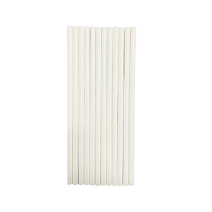 Canudo Liso Branco Papel Biodegradável Decoração Festa 12un