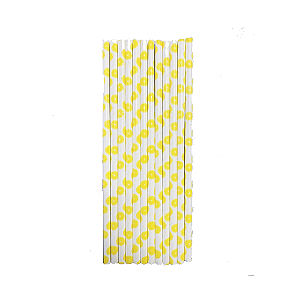 Canudo De Papel Laranjinhas Amarelo Decoração Festa 12un