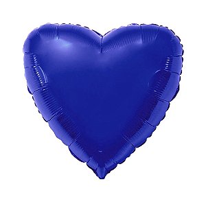 Balão Coração 20" 50cm Azul Marinho Metalizado Decoração