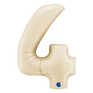 Número Metalizado 66cm Satin Cream 4 Decorativo Festas