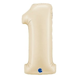 Número Metalizado 66cm Satin Cream 1 Decorativo Festas