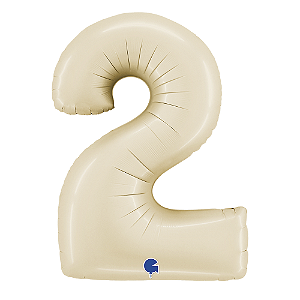 Número Metalizado 66cm Satin Cream 2 Decorativo Festas
