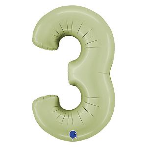 Número Metalizado 66cm Olive Garden 3 Decorativo Festas