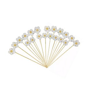 Enfeite De Bambu Margarida Espeto Decoração Festas 20unid