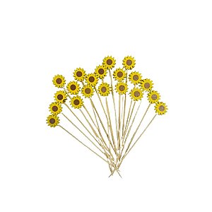 Enfeite De Bambu Girassol Espeto Decoração Festas 20unid