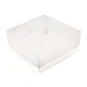 Caixa Torta Branca Tampa Transparente 29x29x8,5 Embalagem 5un
