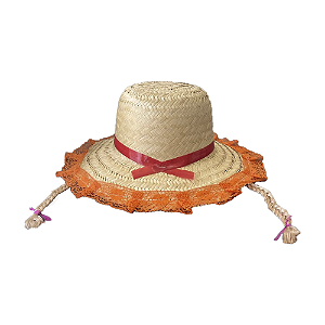 Chapeu Festa Junina Brasília Laranja Trança Acessório Palha