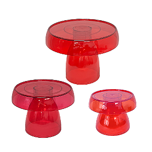 Kit Boleiras Cogumelo Clean P M G Só Boleiras Vermelho