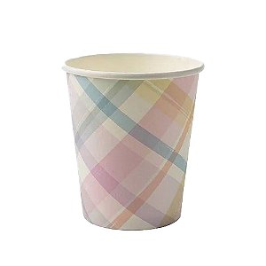 Copo Papel 270ml Com 10 Xadrez Candy Color Descartável Festa
