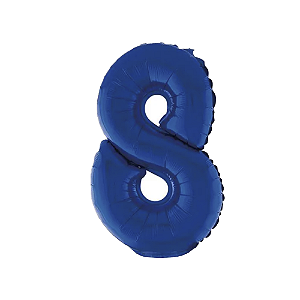 Balão 40cm Azul Escuro Metalizado Nº8 Silver Decorativo