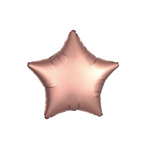 Balão Metalizado Estrela Rose Gold 18" Silver Decoração Festas