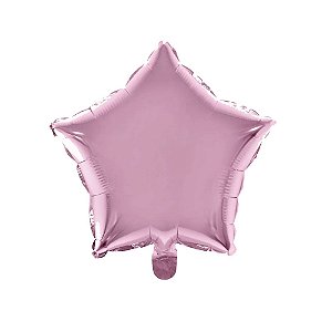 Balão Metalizado Estrela Rosa Bebê 18" Silver Decoração Festas