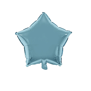 Balão Metalizado Estrela Azul Bebê 18" Silver Decoração Festas