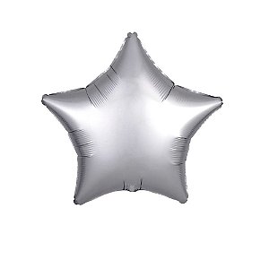 Balão Metalizado Estrela Prata Cromado 18" Silver Festas