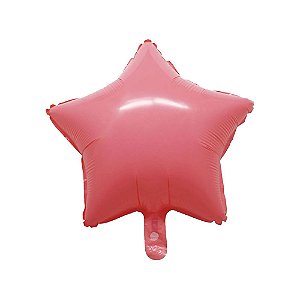 Balão Metalizado Estrela Vermelho Macaron 18" Silver Festas