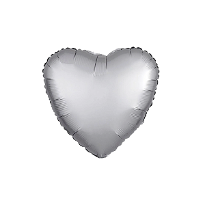 Balão Metalizado Coração Prata Cromado 18" Silver Festas