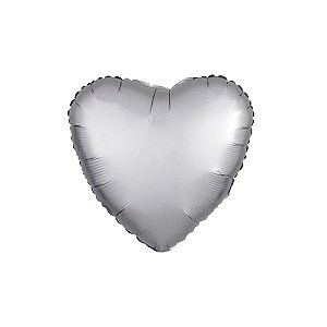 Balão Metalizado Coração Prata Cromado 18" Silver Festas