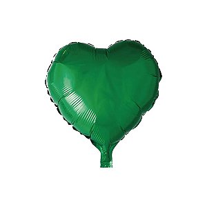 Balão Metalizado Coração Verde 18" Silver Festas Decoração
