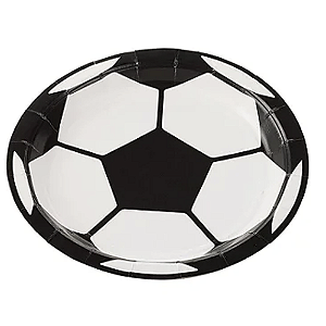 Prato De Papel Futebol Bola 18Cm 10un Festas Descartável