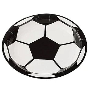 Prato De Papel Futebol Bola 18Cm 10un Festas Descartável