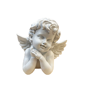 Anjo De Resina R10-C Mãos Ao Lado Queixo Branco