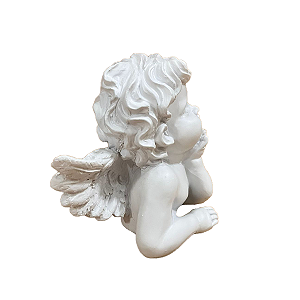 Anjo De Resina R10-B Mão Apoiada E No Queixo Branco