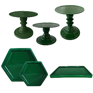 Kit Festa Mosaico Verde Folha Peças Decorativas Mesa Só Boleiras