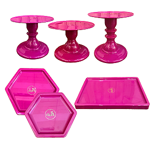 Kit Festa Mosaico Fucsia Peças Decorativas Mesa Só Boleiras