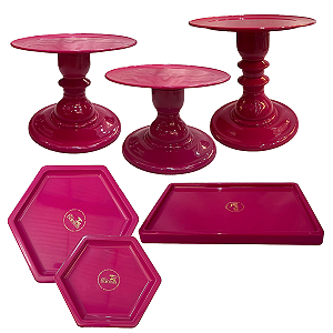 Kit Festa Mosaico Fucsia Peças Decorativas Mesa Só Boleiras