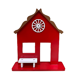 Casa Da Vila Festa Junina Vermelho Banco Branco Decoração MDF