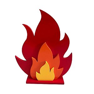 Display MDF Fogueira 3D Vermelho Laranja Amarelo Enfeite