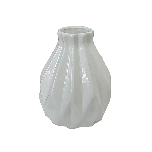 Vaso Geométrico Grande Brilhante Branco Decorativo Flores