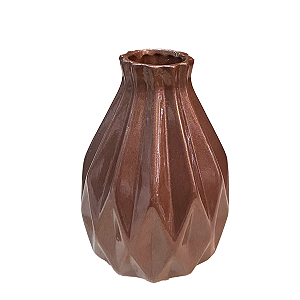 Vaso Geométrico Grande Brilhante Rose Gold Decorativo Flores