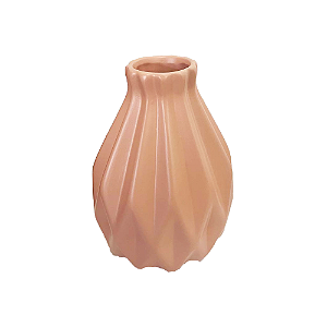 Vaso Geométrico Grande Fosco Pêssego Decorativo Flores