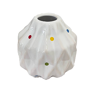 Mini Vaso Geométrico Poa Porcelana Brilhante Decorativo Flores