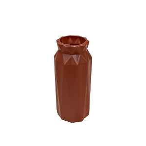 Vaso Plástico Glam Marrom Russet Decorativo Flor Artificial