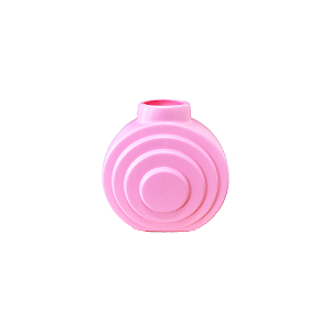 Vaso Plástico Orbe Rosa Bebê Decorativo Flor Artificial
