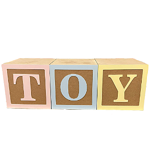 Trio Cubos MDF TOY-ABC 30x30 Cores Candy Decoração Festas