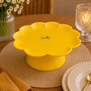 Boleira Flor Grande Com Pé Só Boleiras Amarelo Gema Festa