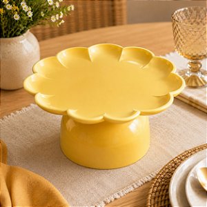 Boleira Flor Grande Com Pé Fosco Amarelo Butter Só Boleiras
