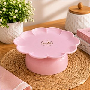 Boleira Flor Grande Com Pé Fosco Rosa Bebê Só Boleiras