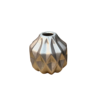 Mini Vaso Geométrico Prata Brilhante Decorativo Flores