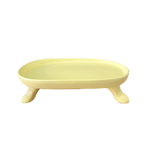 Mini Bandeja Chicago Oval Com Pé Amarelo Bebê Fosco Decorativo