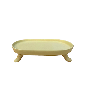 Mini Bandeja Chicago Oval Com Pé Amarelo Bebê Fosco Decorativo