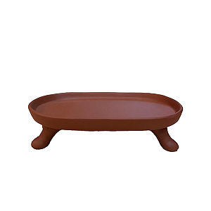 Mini Bandeja Chicago Oval Com Pé Terracota Fosco Decorativo