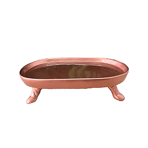 Mini Bandeja Chicago Oval Com Pé Rose Gold Decorativo